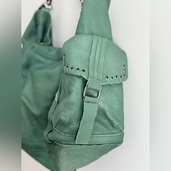 Free People We The Free Leigh Distressed Leather Tote Secret Sage Full Size - Picture 7 of 13